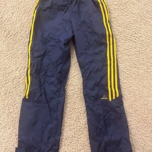 Adidas y2k navy and gold striped track pants XL